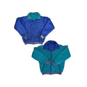 Vintage Columbia Mens M-L 90s Reversible Ski Bomber Jacket Blue and Teal